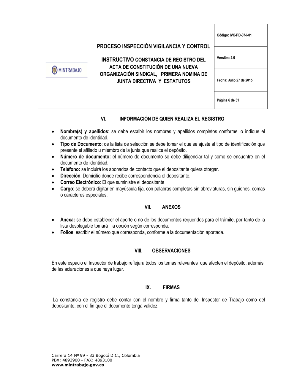 Formatos Convenciones - Archivo Sindical Ministerio - Ministerio del trabajo
